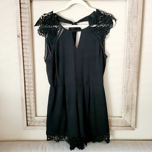 *Express* Black Lace Backless Romper
